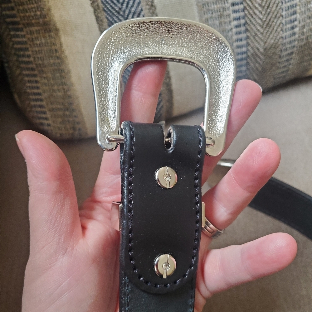 Bull Hide Belt Co. The Wayne Basket Weave Embossed Leather Belt Black Size 44 - Picture 8 of 15